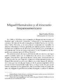 Portada:Miguel Hernández y el itinerario hispanoamericano / José Carlos Rovira