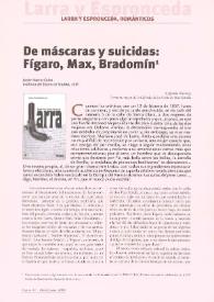 Portada:De máscaras y suicidas: Fígaro, Max, Bradomín / Javier Huerta Calvo
