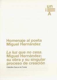 Portada:Homenaje al poeta Miguel Hernández / Colectivo Surcos de Poesía