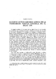 Portada:Algunas notas curiosas acerca de la transmisión poética española en el siglo XVI / Alberto Blecua Perdices