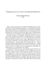 Portada:Diferencias en \"El parecido\" de Agustín Moreto / Abraham Madroñal Durán
