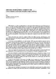 Portada:Miguel Hernández: germen de una colección de poesía para niños / María Luisa Calvo