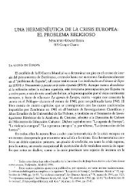 Portada: Una hermenéutica de la crisis europea: el problema religioso / Mercedes Gómez Blesa
