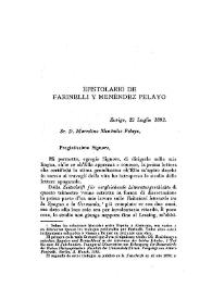 Portada:Epistolario de Farinelli y Menéndez Pelayo  