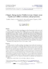 Portada:Climate change in two Mediterranean climate areas (Spain and Chile): evidences and projections / Oliver Meseguer-Ruiz y Jorge Olcina Cantos