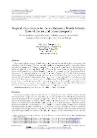 Portada:Tropical disturbances in the southeastern North Atlantic. State of the art and future prospects / Pedro Dorta Antequera, Alba Domínguez Hernández, Jaime Díaz Pacheco, Abel López Díez y Nerea Martín Raya

