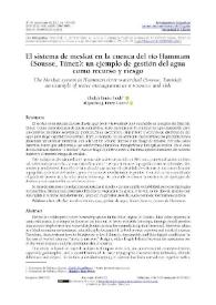 Portada:El sistema de meskat en la cuenca del río Hammam (Sousse, Túnez): un ejemplo de gestión del agua como recurso y riesgo / Ghaleb Fansa, Alejandro J. Pérez Cueva