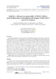 Portada:Análisis y alternativas para paliar el déficit hídrico en la Demarcación Hidrográfica del Segura (2022-2027), sureste de España / José Alberto Redondo Orts, María Inmaculada López-Ortiz, Joaquín Melgarejo y Patricia Fernández Áracil
