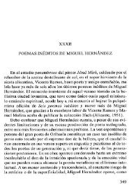 Portada:Poemas inéditos de Miguel Hernández / Antonio Vilanova