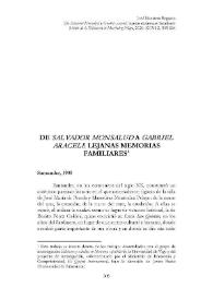 Portada:De \"Salvador Monsalud\" a \"Gabriel Araceli\": lejanas memorias familiares  / José Montero Reguera