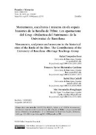 Portada:Monuments, escultures i museus en els espais històrics de la Batalla de l’Ebre. Les aportacions del Grup \"Didáctica del Patrimoni\" de la Universitat de Barcelona / Rafael Sospedra-Roca, Francesc Xavier Hernàndez-Cardona, Isabel Boj-Cullell, Mar Hernández-Pongiluppi