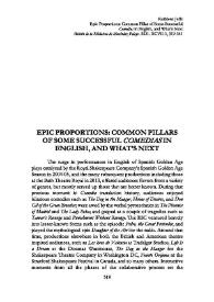 Portada:Epic proportions: common pillars of some successful "comedias" in English, and what's next  / Kathleen Jeffs