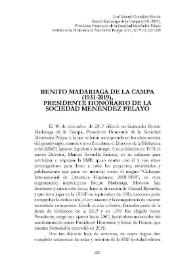 Portada:Benito Madariaga de la Campa (1931-2019), Presidente Honorario de la Sociedad Menéndez Pelayo [necrológica]
 / José Manuel González Herrán 