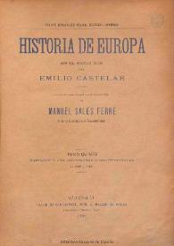 Portada:Historia de Europa en el siglo XIX. Napoleón y las monarquías constitucionales de 1800 a 1848. Tomo Quinto / por Emilio Castelar, continuada bajo la dirección de Manuel Sales Ferré