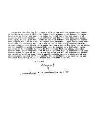Portada:Carta de Miguel Hernández a José María de Cossío. Madrid, 3 de septiembre de 1935