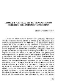 Portada:Ironía y crítica en el pensamiento estético de Antonio Machado / Jesús Ferrer Solá