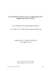 Portada:La Constitución de 1931 y la organización territorial del Estado / Joaquín Varela Suanzes-Carpegna