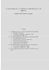 Portada:La doctrina de la Constitución histórica de España / Joaquín Varela Suanzes-Carpegna