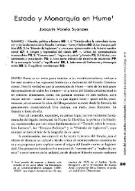 Portada:Estado y Monarquía en Hume  / Joaquín Varela Suanzes-Carpegna