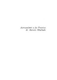 Portada:Acercamiento a las "Poesías" de Antonio Machado / Manuel Alvar