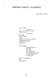 Portada:Homenaje a Miguel Hernández / Juan López Carrillo