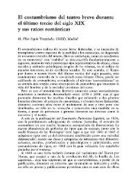 Portada:El costumbrismo del teatro breve durante el último tercio del siglo XIX y sus raíces románticas  / M. Pilar Espín Templado
