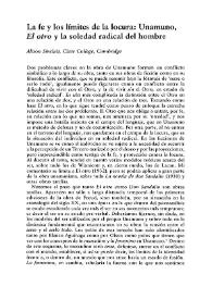 Portada:La fe y los límites de la locura: Unamuno, "El otro" y la soledad radical del hombre  / Alison Sinclair