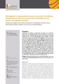 Portada:Percepción y respuesta humana a las crisis climáticas históricas a partir de fuentes documentales en un sector de España Central / Teresa Bullón Mata