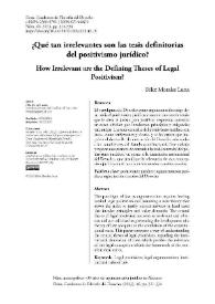 Portada:¿Qué tan irrelevantes son las tesis definitorias del positivismo jurídico? / Félix Morales Luna