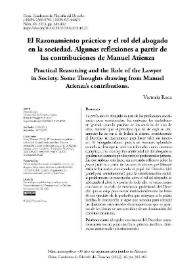 Portada:El Razonamiento práctico y el rol del abogado en la sociedad. Algunas reflexiones a partir de las contribuciones de Manuel Atienza / Victoria Roca