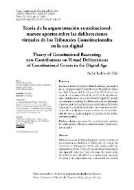 Portada:Teoría de la argumentación constitucional: nuevos aportes sobre las deliberaciones virtuales de los Tribunales Constitucionales en la era digital / André Rufino do Vale