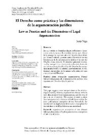 Portada:El Derecho como práctica y las dimensiones de la argumentación jurídica / Jesús Vega López