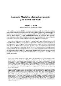 Portada:La madre María Magdalena Lorravaquio y su mundo visionario  / Asunción Lavrin     