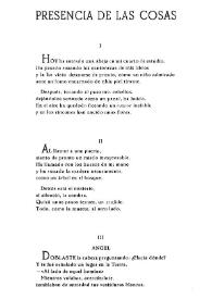 Portada:Presencia de las cosas. [Poemas numerados I-XVI] / Manuel Alonso Alcalde