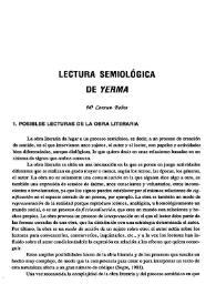 Portada:Lectura semiológica de \"Yerma\" / M.ª Carmen Bobes