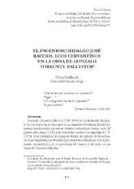 Portada:El ingenioso hidalgo José Bastida. Ecos cervantinos en la obra de Gonzalo Torrente Ballester    / Dora Poláková 