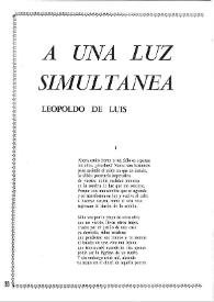 Portada:A una luz simultánea / Leopoldo de Luis