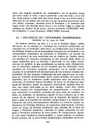 Portada:El I Coloquio de Literatura Comparada (Madrid, 3-4 de mayo de 1974) / Francisco López Estrada