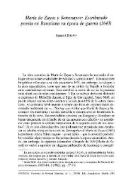 Portada:María de Zayas y Sotomayor: Escribiendo poesía en Barcelona en época de guerra (1643) / Kenneth Brown