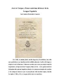 Portada:José de Vargas y Ponce acérrimo defensor de la Lengua Española / José Antonio Hernández Guerrero
