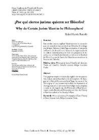 Portada:¿Por qué ciertos juristas quieren ser filósofos?  / Rafael Ramis Barceló