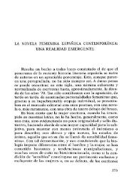 Portada:La novela femenina española contemporánea: una realidad emergente  / José Luis Campal Fernández