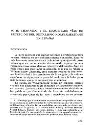 Portada:W.E. Channing y el krausismo: vías de recepción del unitarismo norteamericano en España / Gonzalo Capellán de Miguel