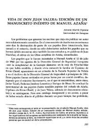 Portada:\"Vida de don Juan Valera\": edición de un manuscrito inédito de Manuel Azaña / Antonio Martín Ezpeleta 