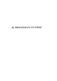 Portada:El trovador en un porxe / Eduard Escalante ; edició a cura de Josep Lluís i Rodolf Sirera