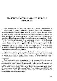 Portada:Francia en la obra narrativa de Pablo de Olavide / María José Alonso Seoane