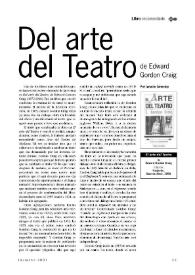 Portada:“Del arte del Teatro”, de Edward Gordon Craig / por Ignacio Amestoy Egiguren  