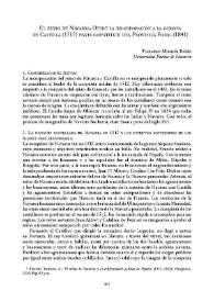 Portada:El Reino de Navarra. Desde la incorporación a la corona de Castilla (1515) hasta constituir una Provincia Foral (1841) / Francisco Miranda Rubio