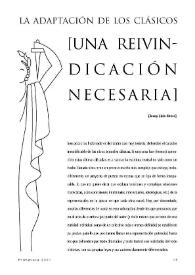 Portada:La adaptación de los clásicos: una reivindicación necesaria  / Josep Lluís Sirera   