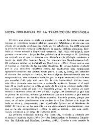 Portada:Nota preliminar de la traducción española / Manuel Alvar